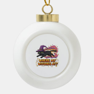 witches black cat Classic T-Shirt Ceramic Ball Christmas Ornament