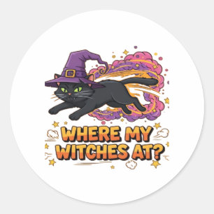 witches black cat Classic T-Shirt Classic Round Sticker