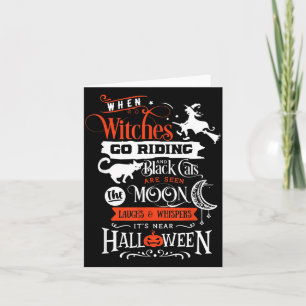 Witches Black Cats And Moon Halloween Card