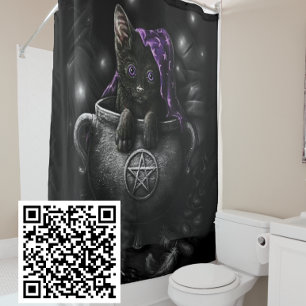 Witches Black Kitten Shower Curtain