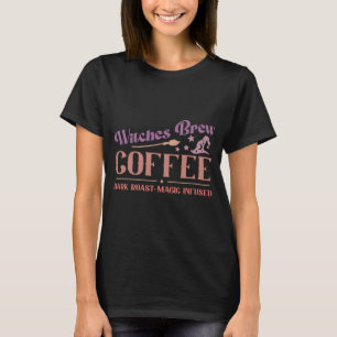 Witches Brew Coffee Stars Hat Black Halloween T-Shirt
