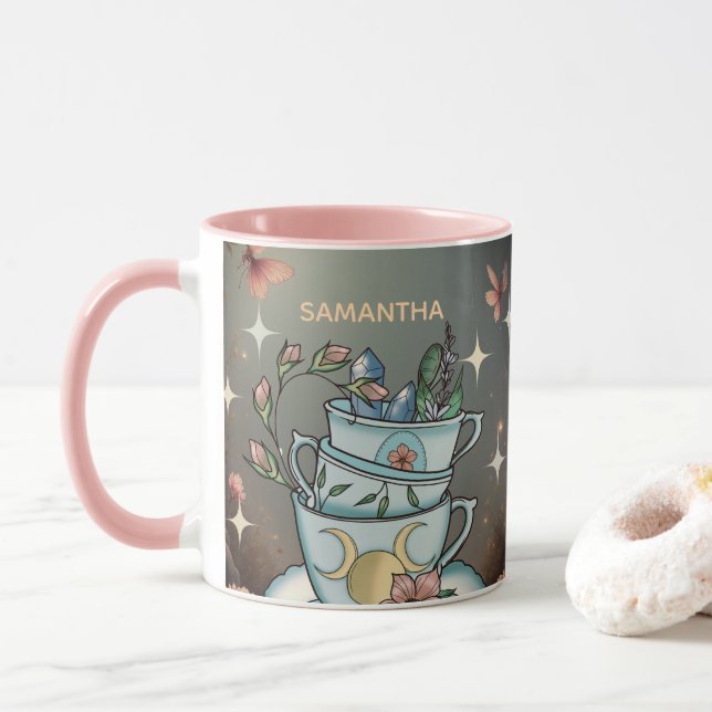 Witches Brew Custom Name Gift Mug (With Donut)