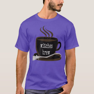 Witches Brew Funny Halloween Coffee Broomstick Te T-Shirt