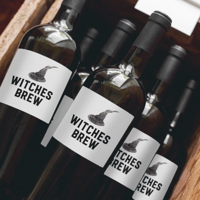 Witches Brew | Happy Halloween | Witches Hat Wine Label (Creator Uploaded)