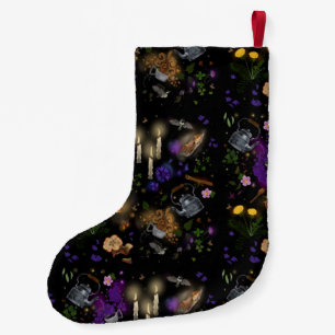 Witches Brew Tea and Cottagecore Pattern  Small Christmas Stocking
