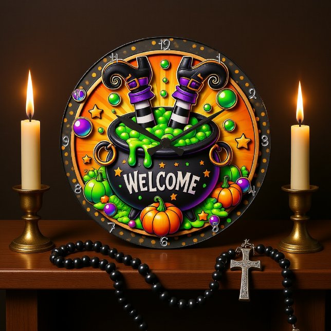 Witches' Brew Welcome Large Clock (Creator Uploaded)