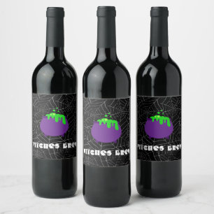 Witches Brew Wine Lable, Halloween Party Gift Wine Label