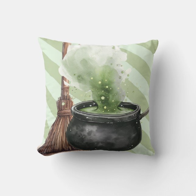 Witches broom and cauldron cushion (Front)