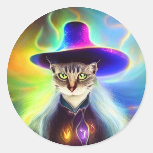  Witches Cat in The Hat  Classic Round Sticker (Front)
