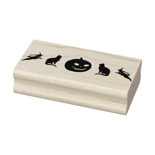 Witches cats and pumpkin silhouette art stamp (Stamp)