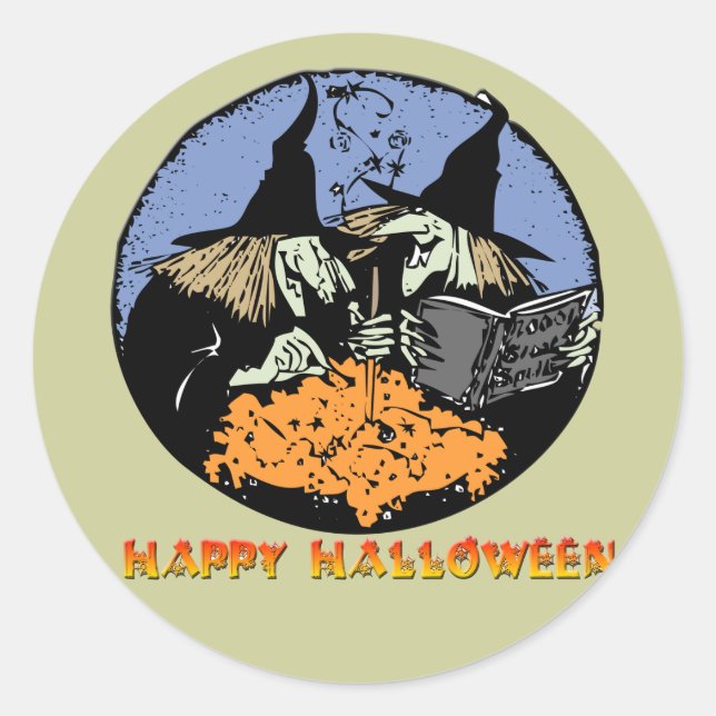 Witches Cauldron Classic Round Sticker (Front)