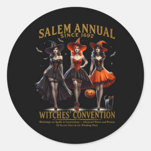 Witches' Convention Halloween Girls Salem Annual S Classic Round Sticker
