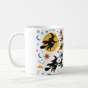 Witches Coven Full Moon Retro Halloween Silhouette Coffee Mug