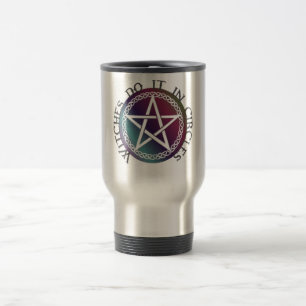 "Witches do it in circles" cute Pagan design Travel Mug