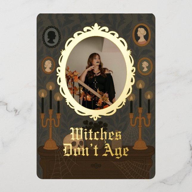 Witches dont age customised photo birthday card (Front)