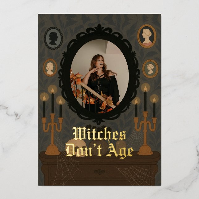 Witches dont age customised photo birthday card (Front)