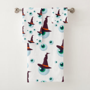 Witches Eye Halloween Pattern Bath Towel Set