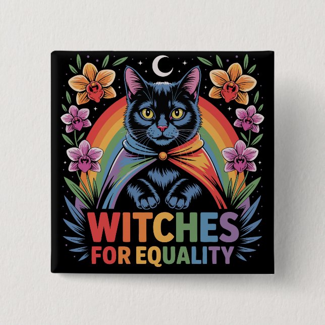 Witches For Equality Feminist 15 Cm Square Badge (Front)