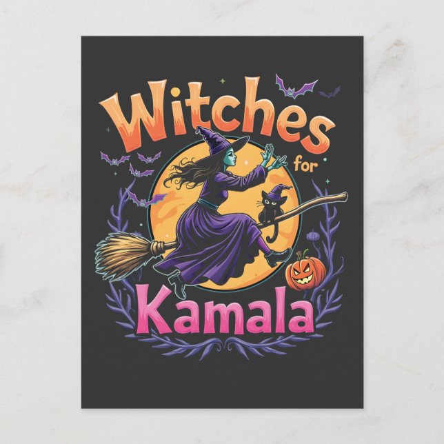 Witches For Kamala Childless Cat Lady Halloween Invitation Postcard (Front)