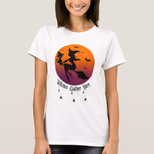 Witches Gather Here Spiders Halloween Sunset T-Shirt