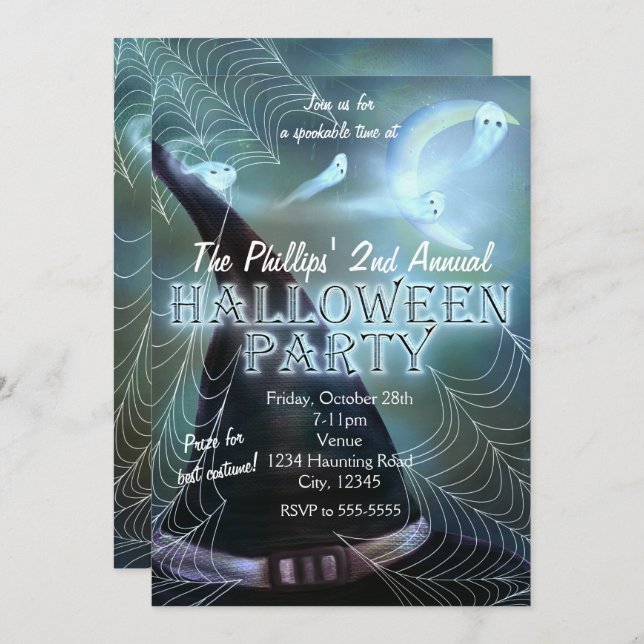 Witches Ghostly Night Halloween Party Invitations (Front/Back)