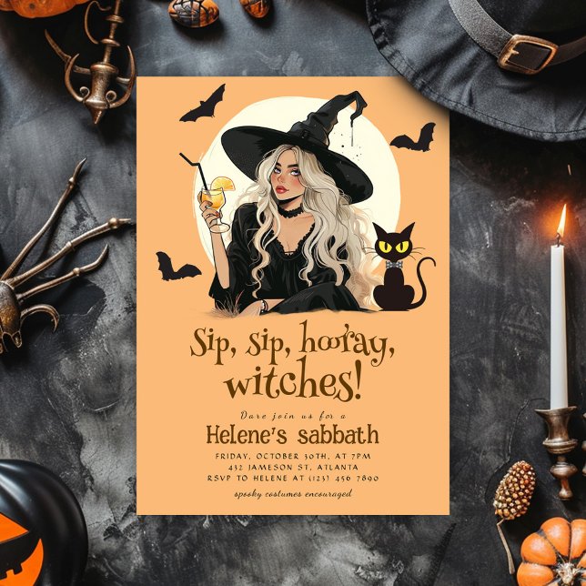 Witches Girls Night Adult Halloween Party Invitation (Witches Sabbath Elegant Adult Halloween Party Invitation)