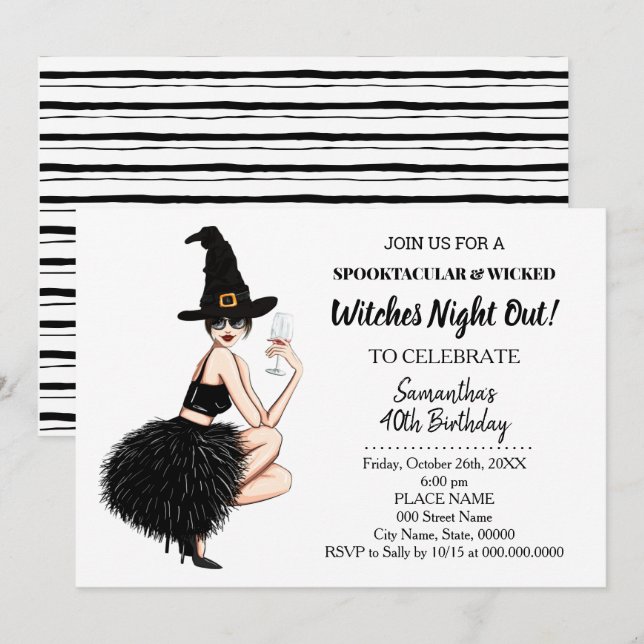 Witches girls night out halloween Birthday party Invitation (Front/Back)