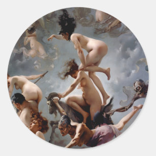 Witches Going to The Sabbath - Luis Ricardo Falero Classic Round Sticker