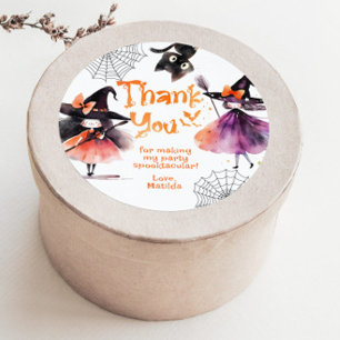 Witches Halloween birthday party thank you Classic Round Sticker