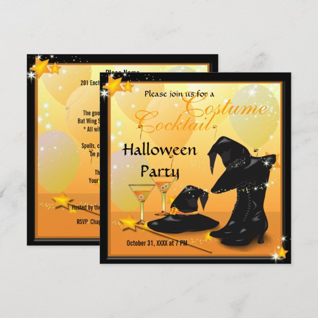 Witches Halloween Enchanting Cocktail Witch Party Invitation (Front/Back)