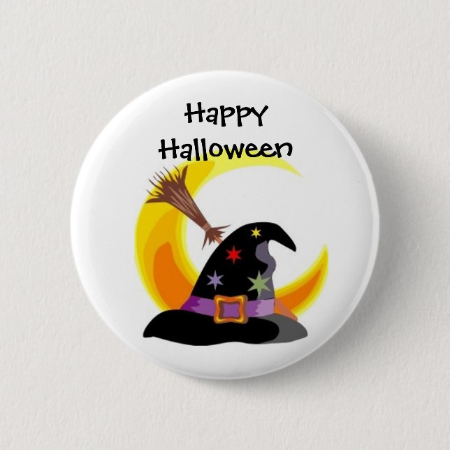 Witches Hat Happy Halloween Pin - Customised (Front)
