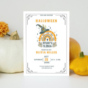Witches Hat & Rainbow Minimalistic Halloween Party Invitation