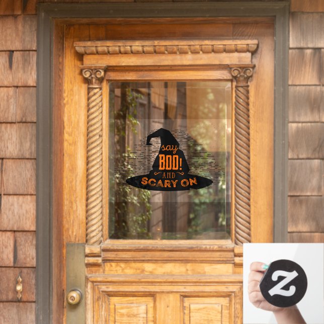 Witches Hat Say Boo and Scary On Halloween  (Home Door)