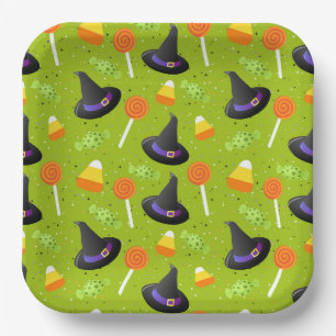 Witches Hats and Candy Halloween Party  Paper Plate