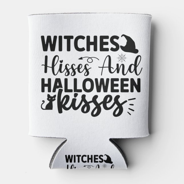 Witches Hisses And Halloween Kisses Can Cooler (Front)