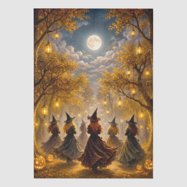 Witches In A Moonlit Forest Fantasy Art  Tissue Paper (Front)