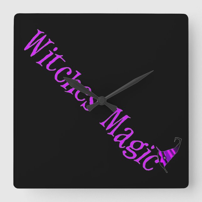 Witches Magic Hat Square Wall Clock (Front)