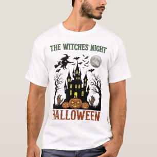 Witches Night Halloween Haunted Castle Flying Witc T-Shirt