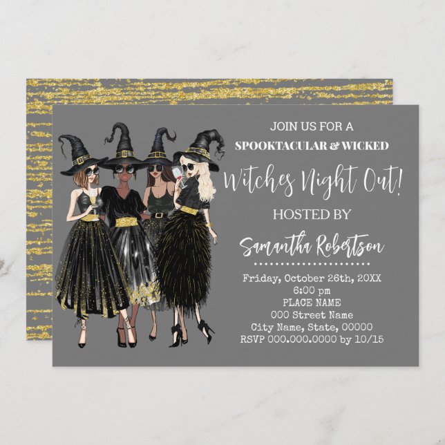 Witches Night Out Halloween Adults Party Invitation (Front/Back)