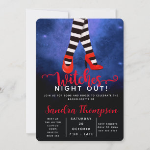 witches night out halloween bachelorette party invitation