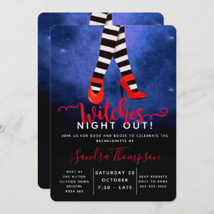 witches night out halloween bachelorette party invitation