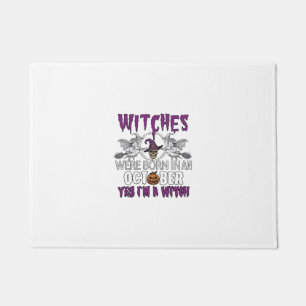 Witches October Halloween Skull Witch Hat Pumpkin_ Doormat