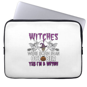 Witches October Halloween Skull Witch Hat Pumpkin_ Laptop Sleeve
