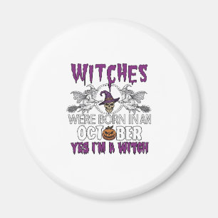 Witches October Halloween Skull Witch Hat Pumpkin_ Magnet