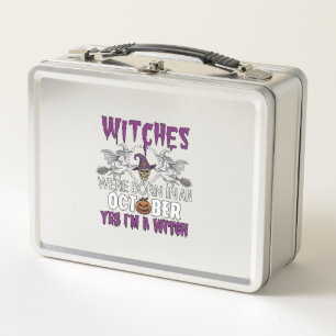 Witches October Halloween Skull Witch Hat Pumpkin_ Metal Lunch Box
