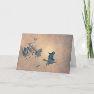 Witches on Brooms Card