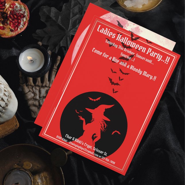 Witches Only Halloween Party Invitation (Witches Only Halloween Party Invite)