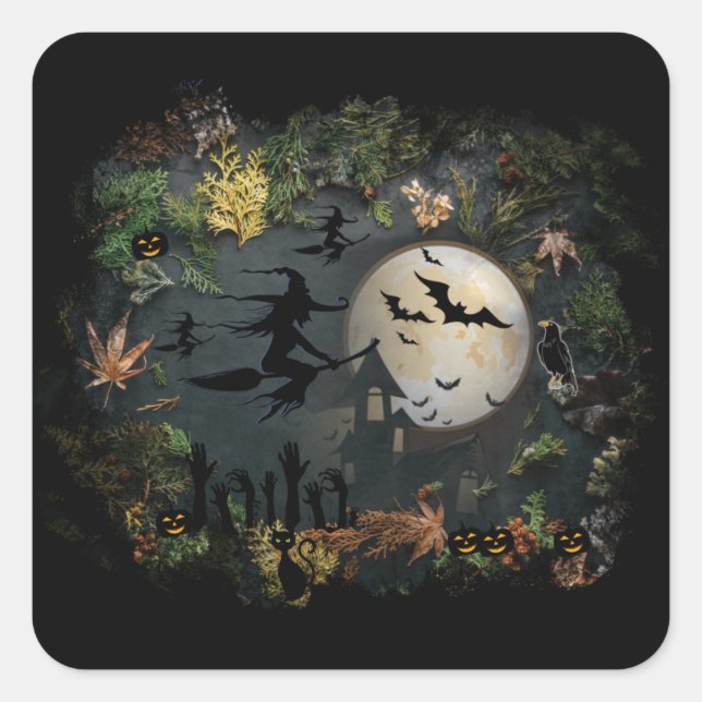 Witches Party Night Square Sticker (Front)
