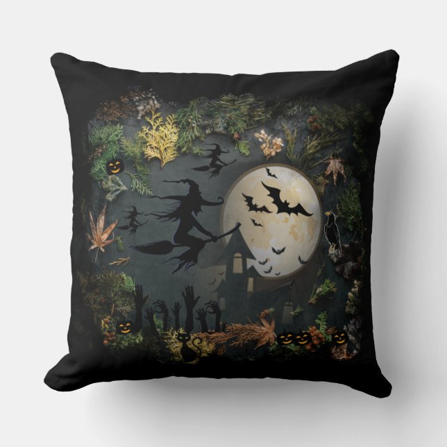 Witches Party Night Throw Pillow (Front)