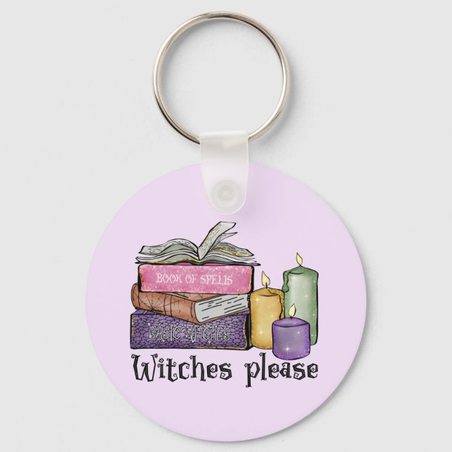 Witches Please | For Book Lover | Librarian Key Ring (Front)
